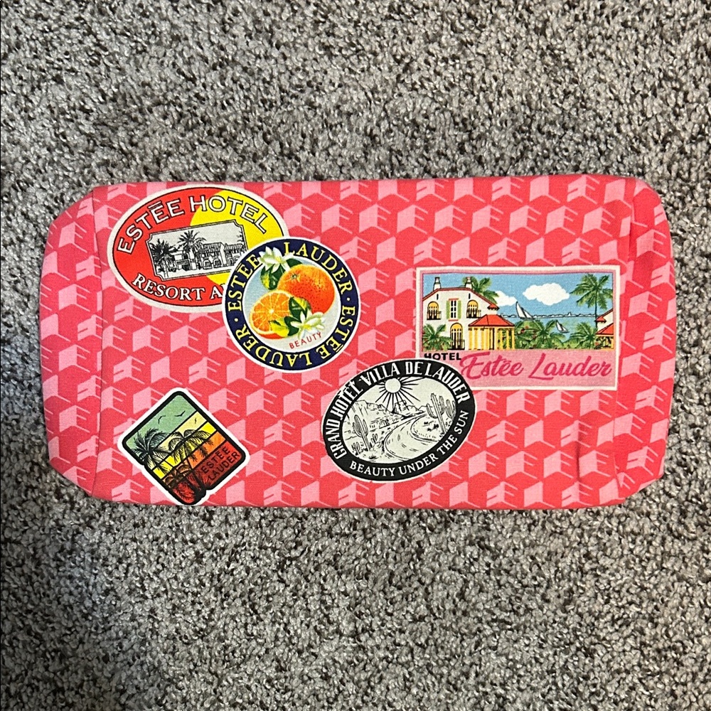 Estee Lauder Red and Pink Travel Makeup Bag